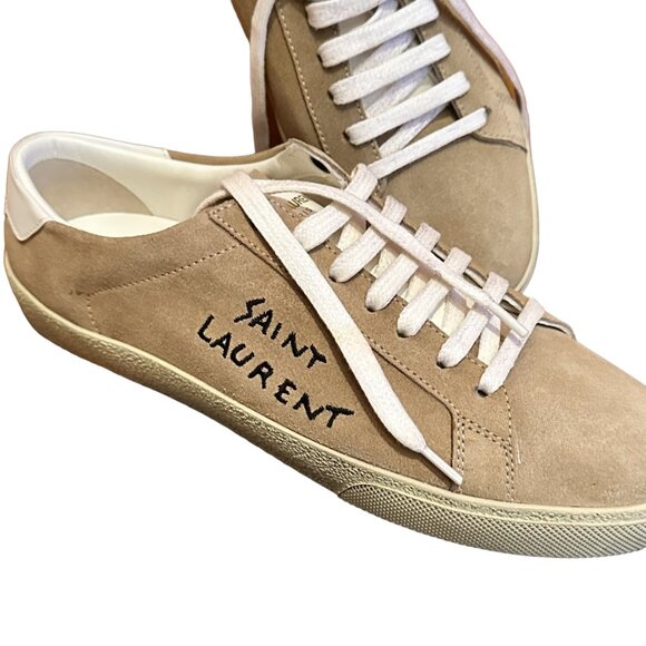 Saint Laurent Authenticated Suede Sneakers, Tan, Size 39.5 EU, 9.5 US - Picture 5 of 14